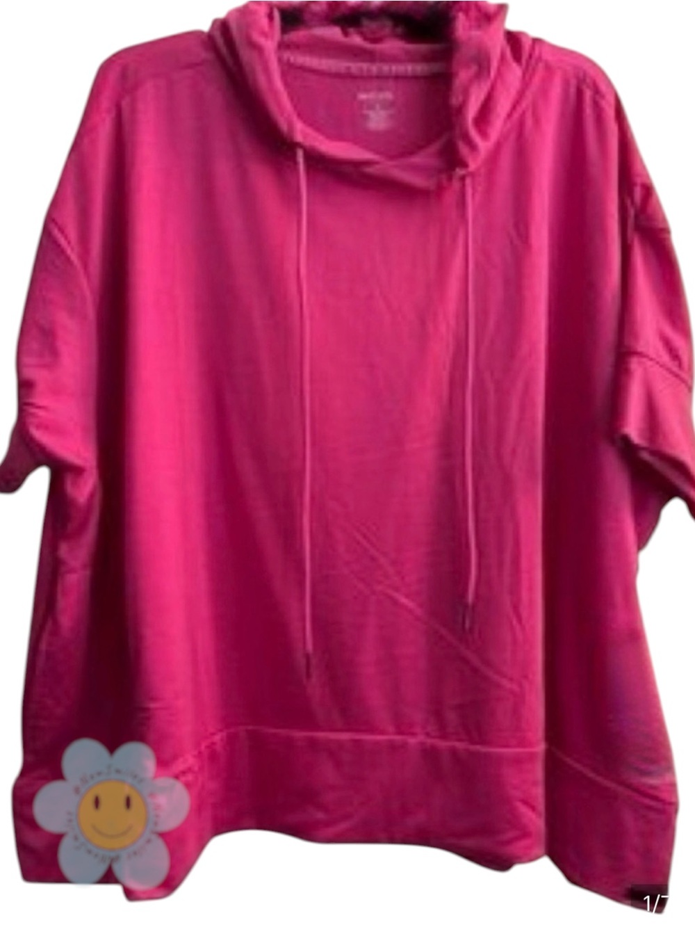 Nine West ~ Hoodie ~ Short, Soft, Banded, Sleeves ~Hot Pink ~ Pullover